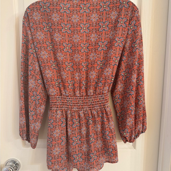 Women’s Floral blouse in coral color - Picture 2 of 5